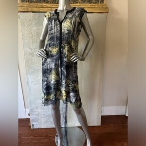 KOMAROV Watercolor Print Midi Dress, M